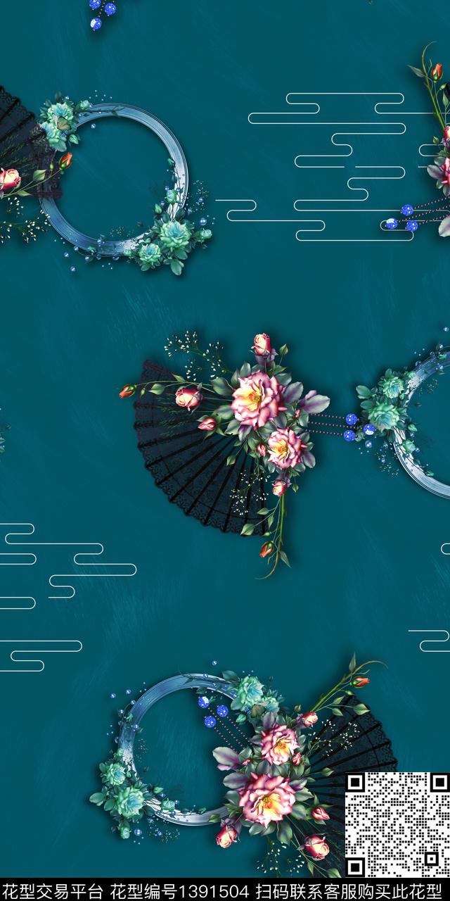 花卉中国风数码印花华亿平台下载（图片编号: 1391504） - 瓦栏（Walan）