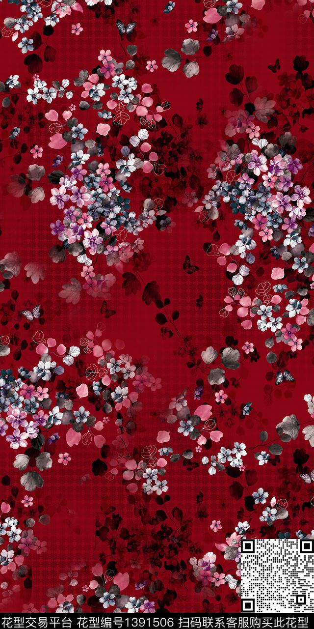 花卉大牌风小碎花数码印花华亿平台下载（图片编号: 1391506） - 瓦栏（Walan）