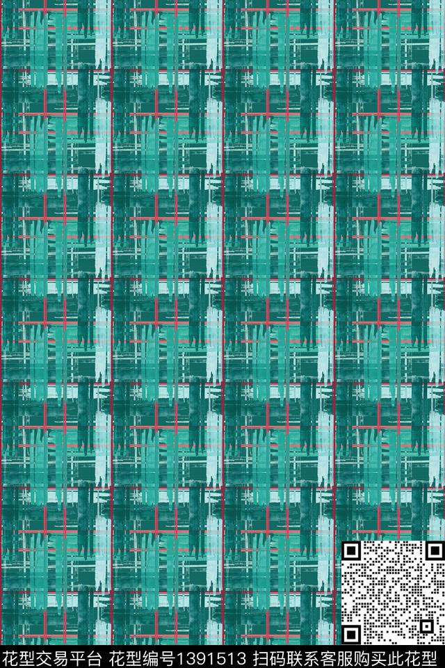 几何格子大牌风数码印花华亿平台下载（图片编号: 1391513） - 瓦栏（Walan）