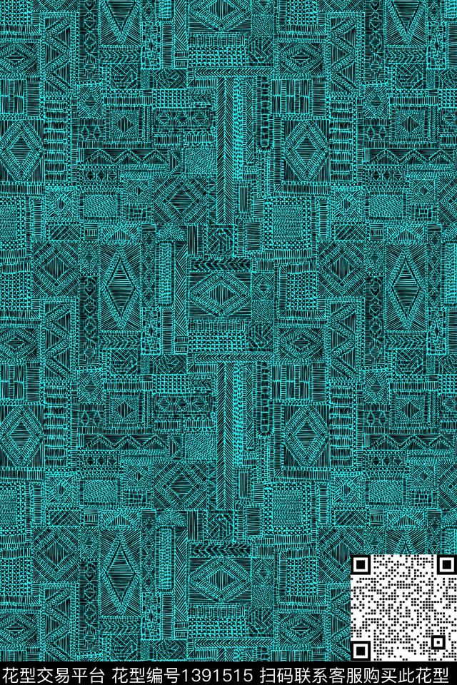 几何格子大牌风数码印花华亿平台下载（图片编号: 1391515） - 瓦栏（Walan）