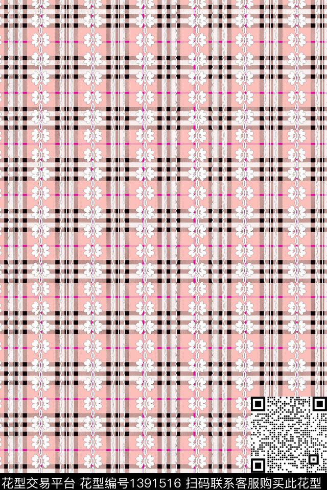 几何格子大牌风数码印花华亿平台下载（图片编号: 1391516） - 瓦栏（Walan）