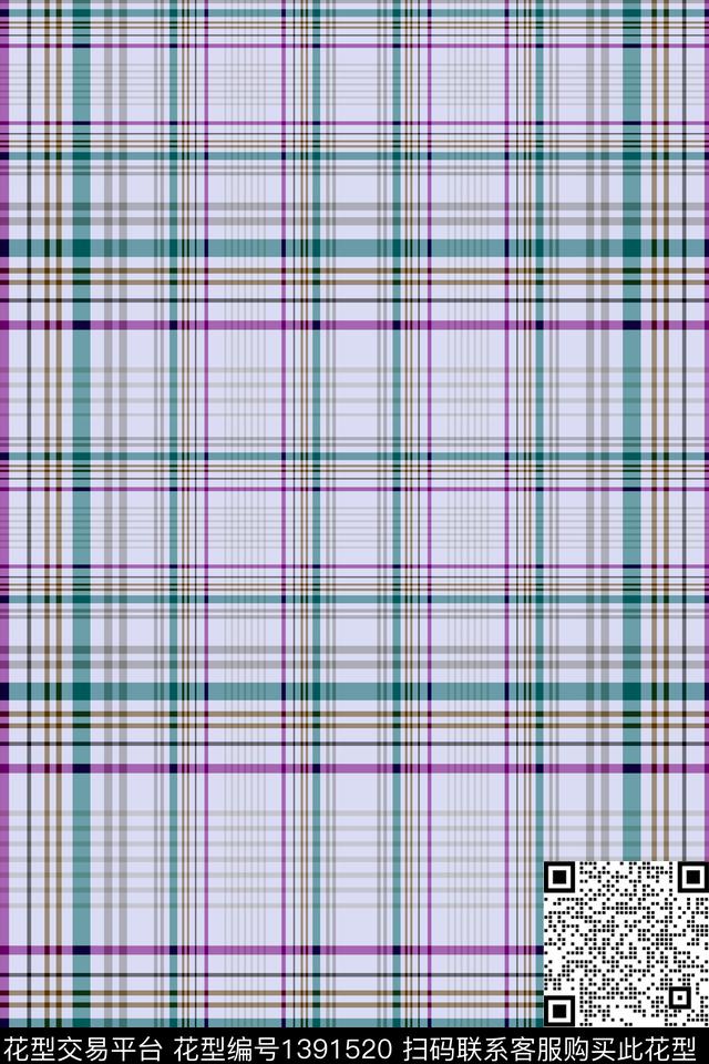 几何格子大牌风数码印花华亿平台下载（图片编号: 1391520） - 瓦栏（Walan）