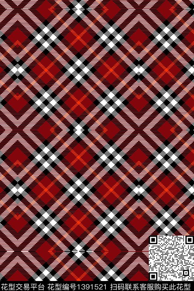 几何格子大牌风数码印花华亿平台下载（图片编号: 1391521） - 瓦栏（Walan）