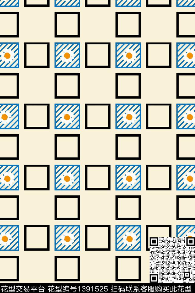 几何格子大牌风数码印花华亿平台下载（图片编号: 1391525） - 瓦栏（Walan）