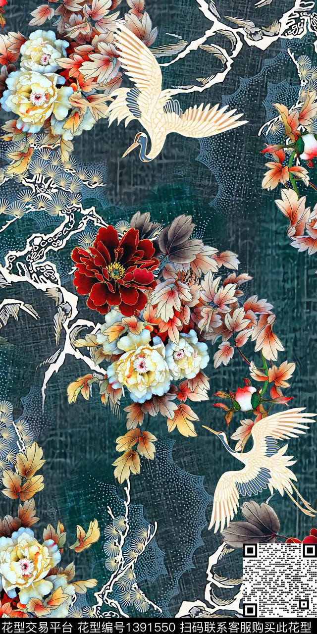 肌理花卉香云纱数码印花华亿平台下载（图片编号: 1391550） - 瓦栏（Walan）