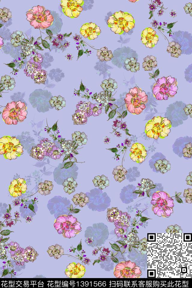 花卉花瓣栀子花数码印花华亿平台下载（图片编号: 1391566） - 瓦栏（Walan）