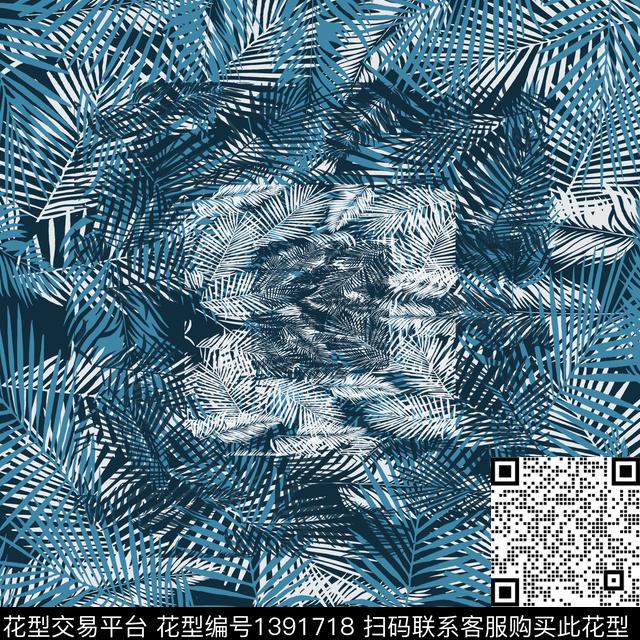 几何花卉大牌风数码印花华亿平台下载（图片编号: 1391718） - 瓦栏（Walan）