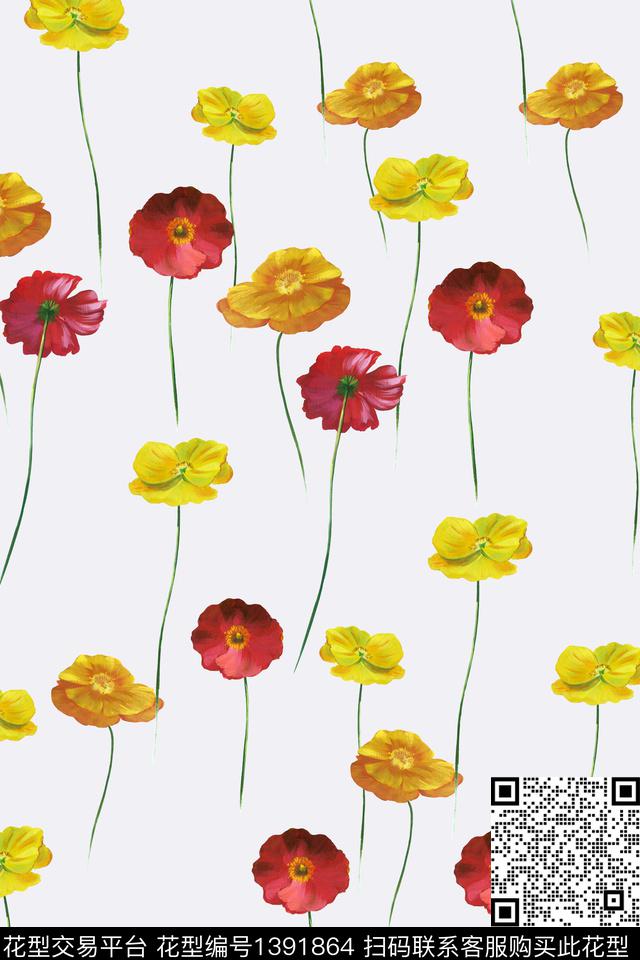 大牌风水彩花卉好看数码印花华亿平台下载（图片编号: 1391864） - 瓦栏（Walan）