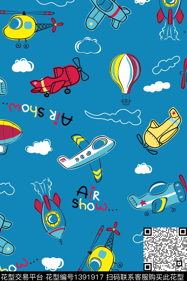 童装飞机卡通传统印花华亿平台下载（图片编号: 1391917） - 瓦栏（Walan）