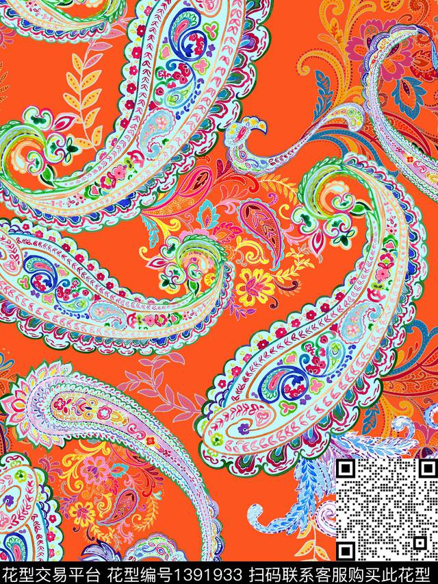 大牌风民族风定位花数码印花华亿平台下载（图片编号: 1391933） - 瓦栏（Walan）