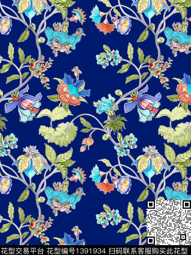 大牌风民族风定位花数码印花华亿平台下载（图片编号: 1391934） - 瓦栏（Walan）