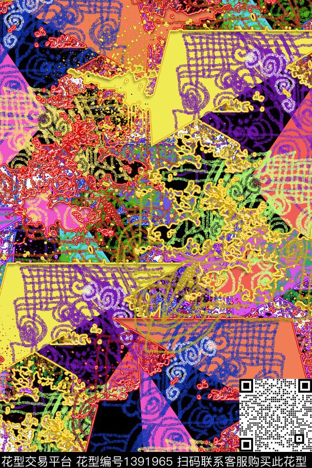 抽象男装户外家居服数码印花华亿平台下载（图片编号: 1391965） - 瓦栏（Walan）