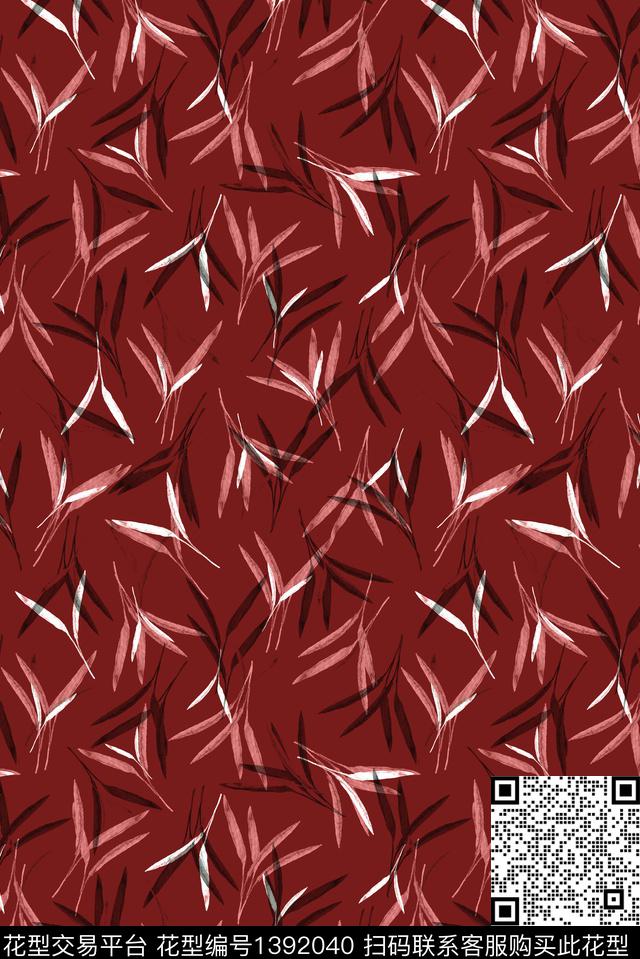 抽象休闲绿植树叶数码印花华亿平台下载（图片编号: 1392040） - 瓦栏（Walan）
