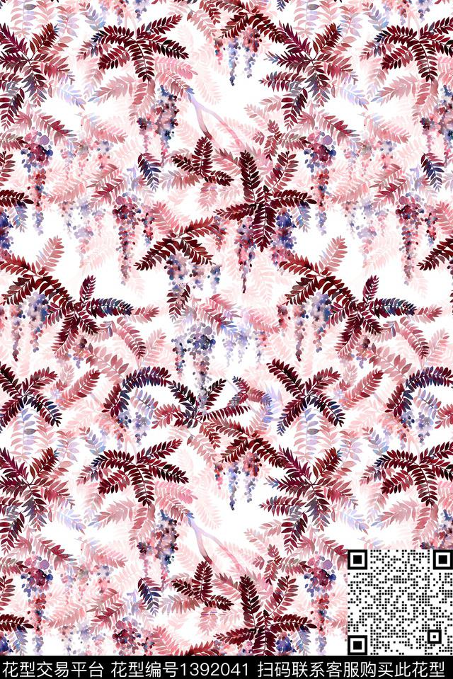 紫藤花花卉大牌风数码印花华亿平台下载（图片编号: 1392041） - 瓦栏（Walan）