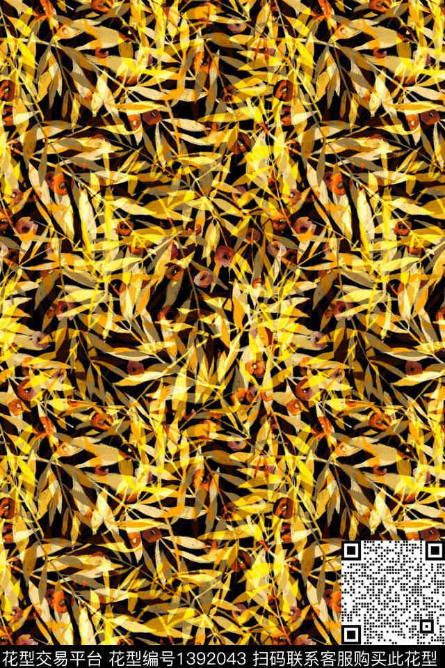 大牌风休闲绿植树叶数码印花华亿平台下载（图片编号: 1392043） - 瓦栏（Walan）