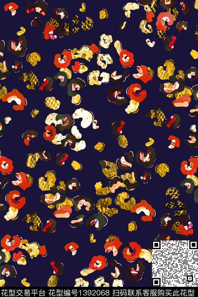 几何动物纹大牌风数码印花华亿平台下载（图片编号: 1392068） - 瓦栏（Walan）