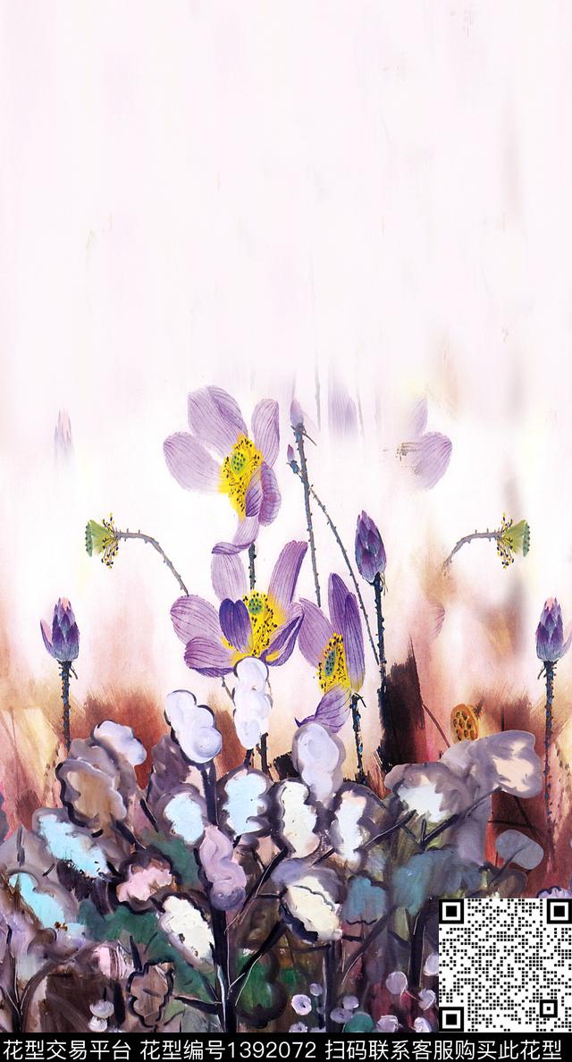 女装定位花民族风抽象数码印花华亿平台下载（图片编号: 1392072） - 瓦栏（Walan）