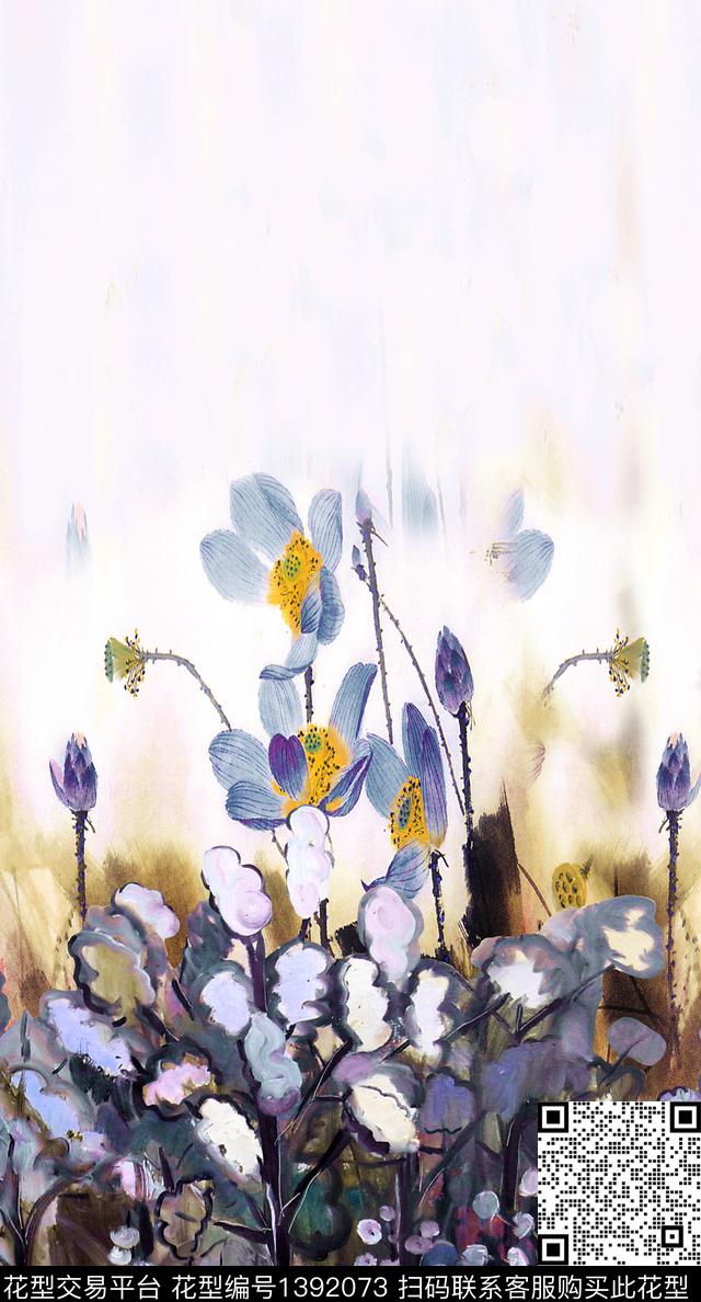 女装定位花民族风抽象数码印花华亿平台下载（图片编号: 1392073） - 瓦栏（Walan）