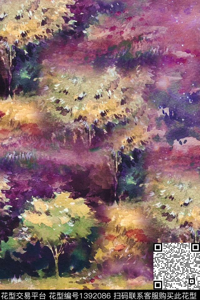 大牌风抽象真丝数码印花华亿平台下载（图片编号: 1392086） - 瓦栏（Walan）