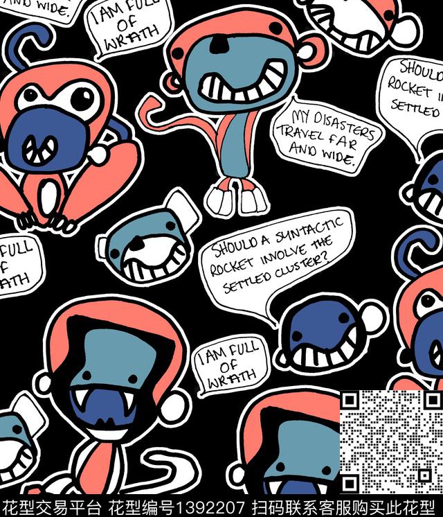 猴子孙悟空卡通人物数码印花华亿平台下载（图片编号: 1392207） - 瓦栏（Walan）