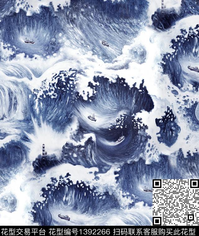 海浪手绘抽象abstract数码印花华亿平台下载（图片编号: 1392266） - 瓦栏（Walan）
