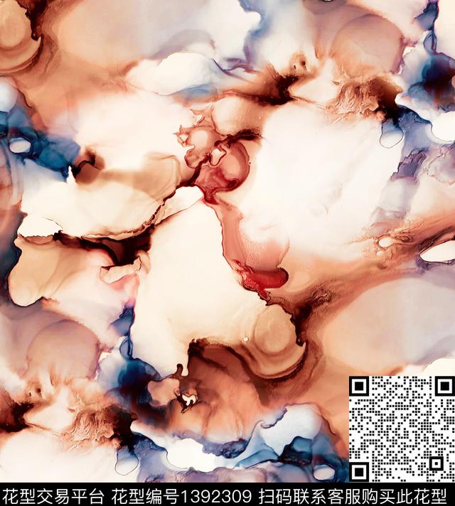 渐变水彩扎染华亿平台数码印花华亿平台下载（图片编号: 1392309） - 瓦栏（Walan）