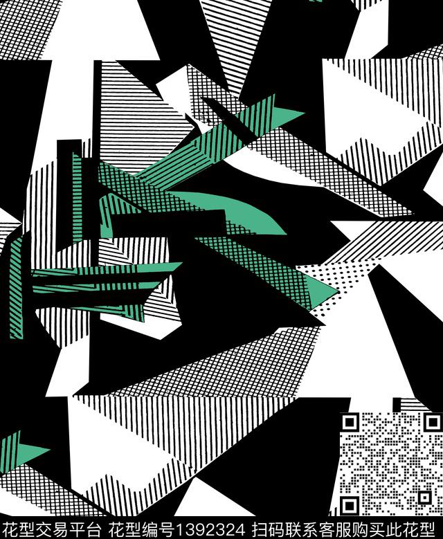 字母飞机几何数码印花华亿平台下载（图片编号: 1392324） - 瓦栏（Walan）