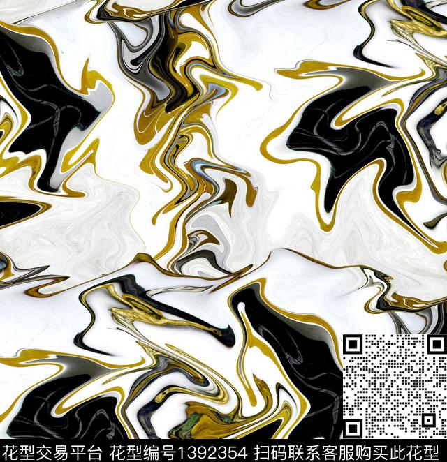 手绘迷彩流体画几何数码印花华亿平台下载（图片编号: 1392354） - 瓦栏（Walan）