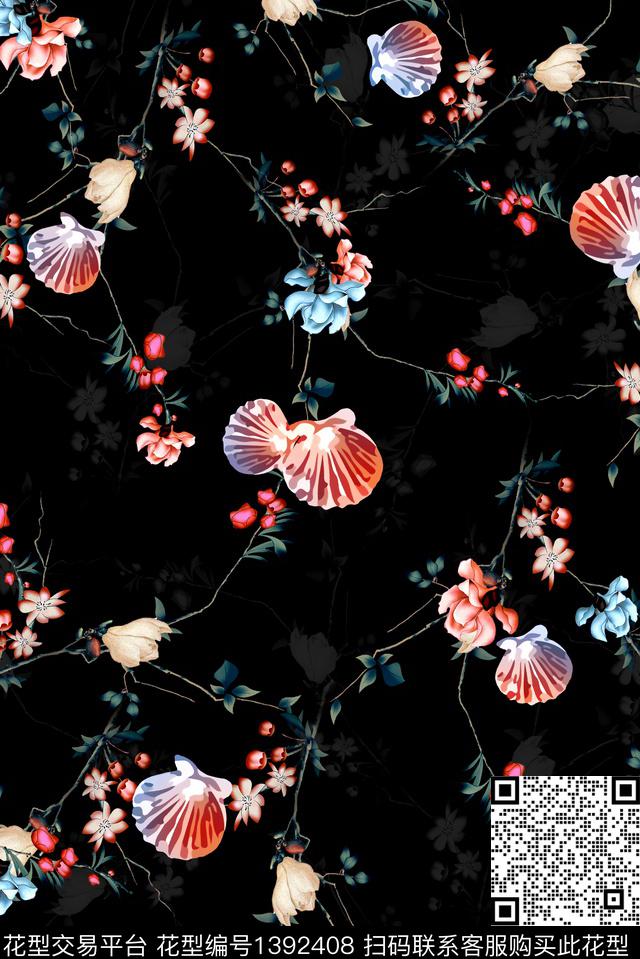 女装花卉大牌风数码印花华亿平台下载（图片编号: 1392408） - 瓦栏（Walan）