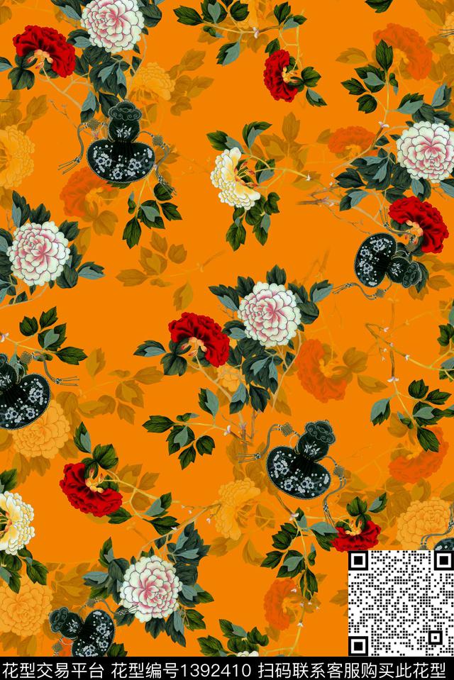 女装花卉大牌风数码印花华亿平台下载（图片编号: 1392410） - 瓦栏（Walan）