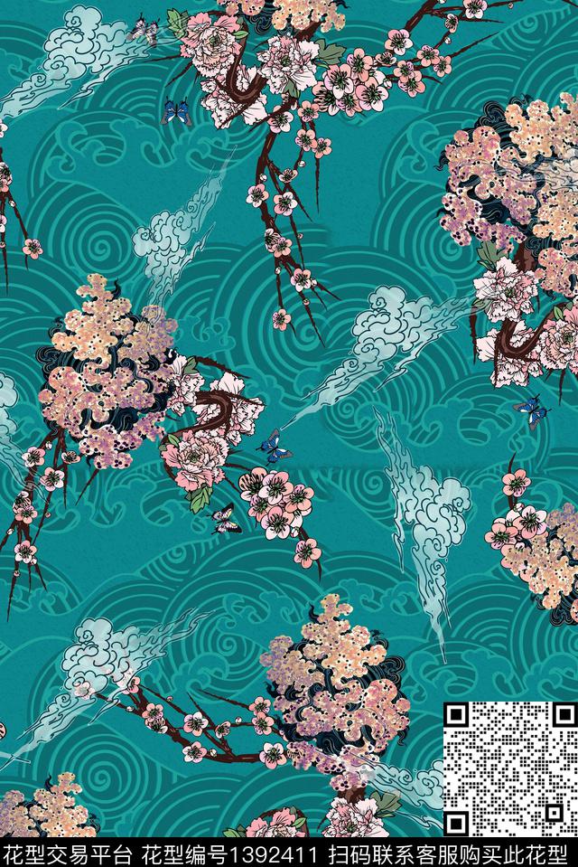 女装花卉大牌风数码印花华亿平台下载（图片编号: 1392411） - 瓦栏（Walan）
