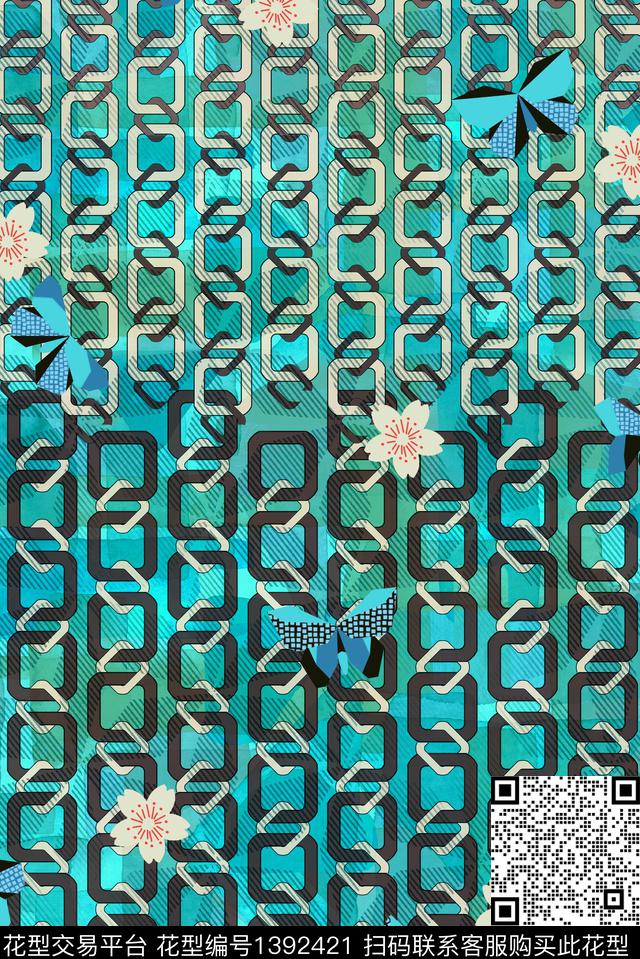 几何女装大牌风数码印花华亿平台下载（图片编号: 1392421） - 瓦栏（Walan）