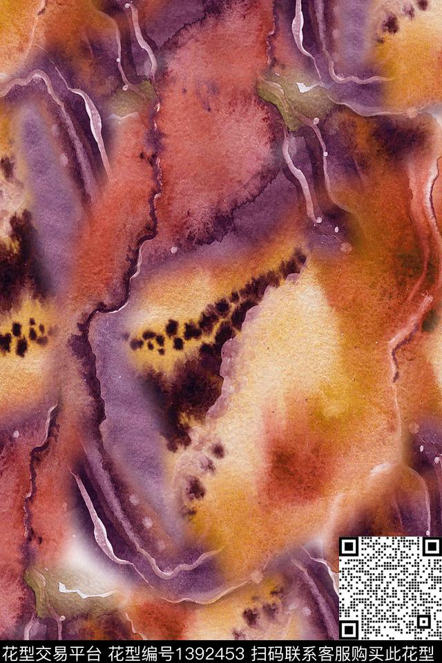 香云纱油画肌理洋阳---抽象数码印花华亿平台下载（图片编号: 1392453） - 瓦栏（Walan）