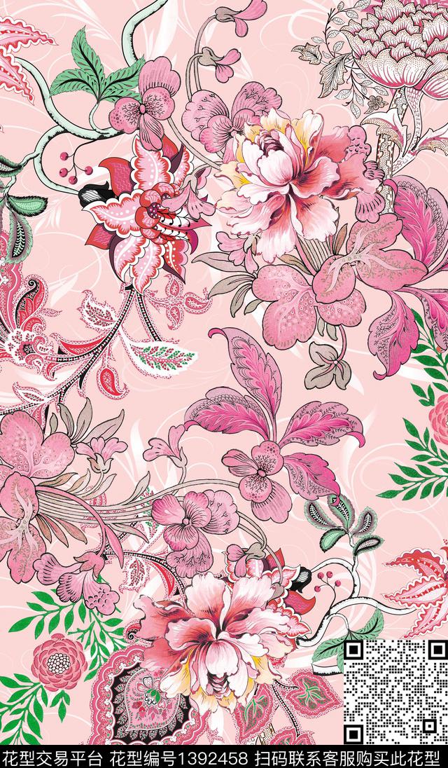 线条炫彩中老年数码印花华亿平台下载（图片编号: 1392458） - 瓦栏（Walan）