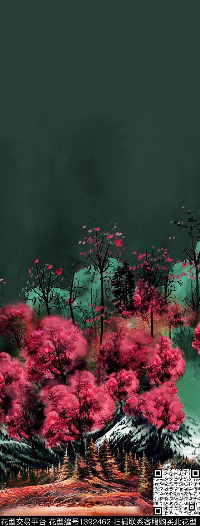 抽象花卉广州中老年数码印花华亿平台下载（图片编号: 1392462） - 瓦栏（Walan）