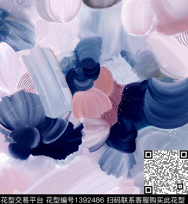 字母几何笔触数码印花华亿平台下载（图片编号: 1392486） - 瓦栏（Walan）