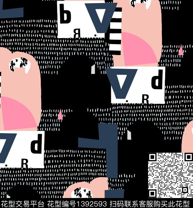 线条几何字母传统印花华亿平台下载（图片编号: 1392593） - 瓦栏（Walan）