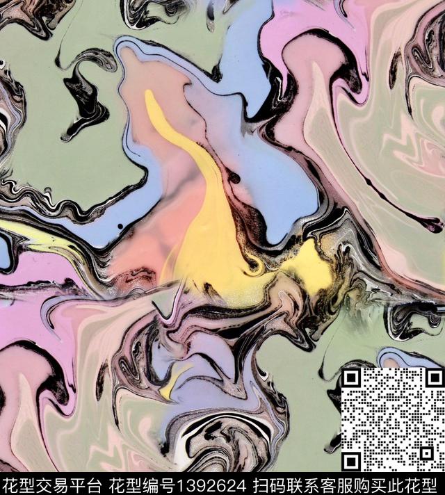 字母几何笔触数码印花华亿平台下载（图片编号: 1392624） - 瓦栏（Walan）