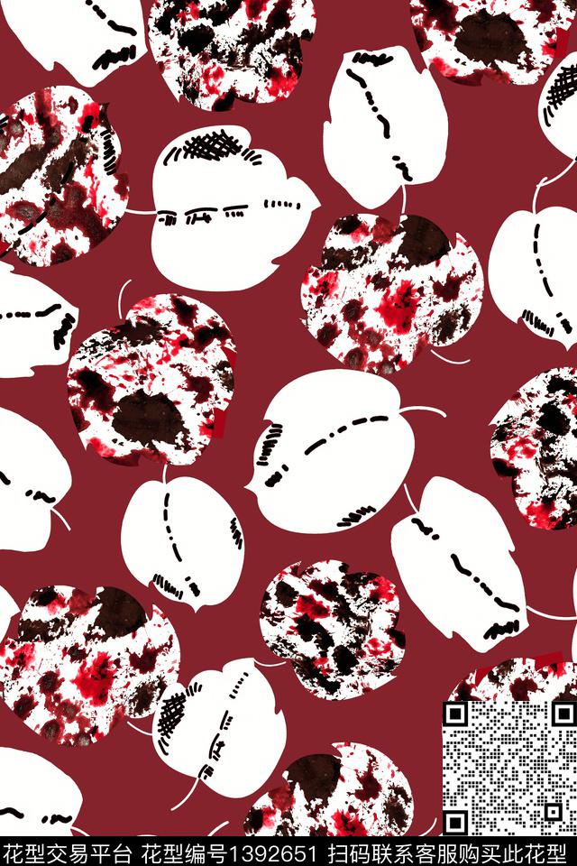 几何绿植树叶大牌风数码印花华亿平台下载（图片编号: 1392651） - 瓦栏（Walan）