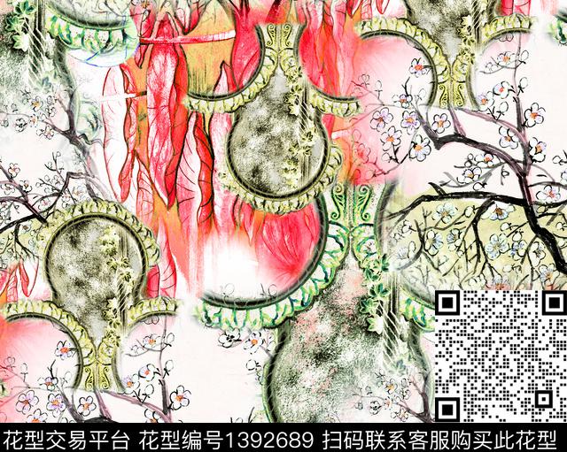炫彩简约民族花卉数码印花华亿平台下载（图片编号: 1392689） - 瓦栏（Walan）