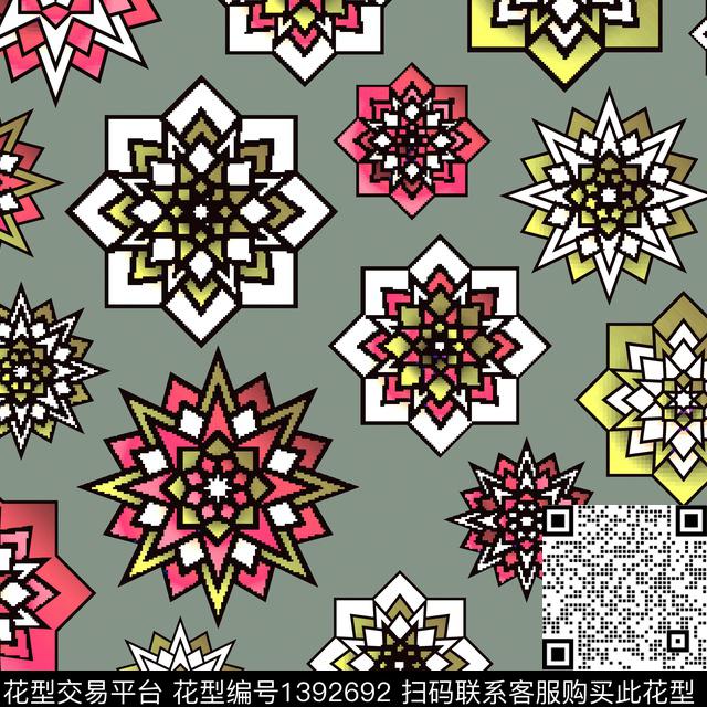 线条几何颜色数码印花华亿平台下载（图片编号: 1392692） - 瓦栏（Walan）