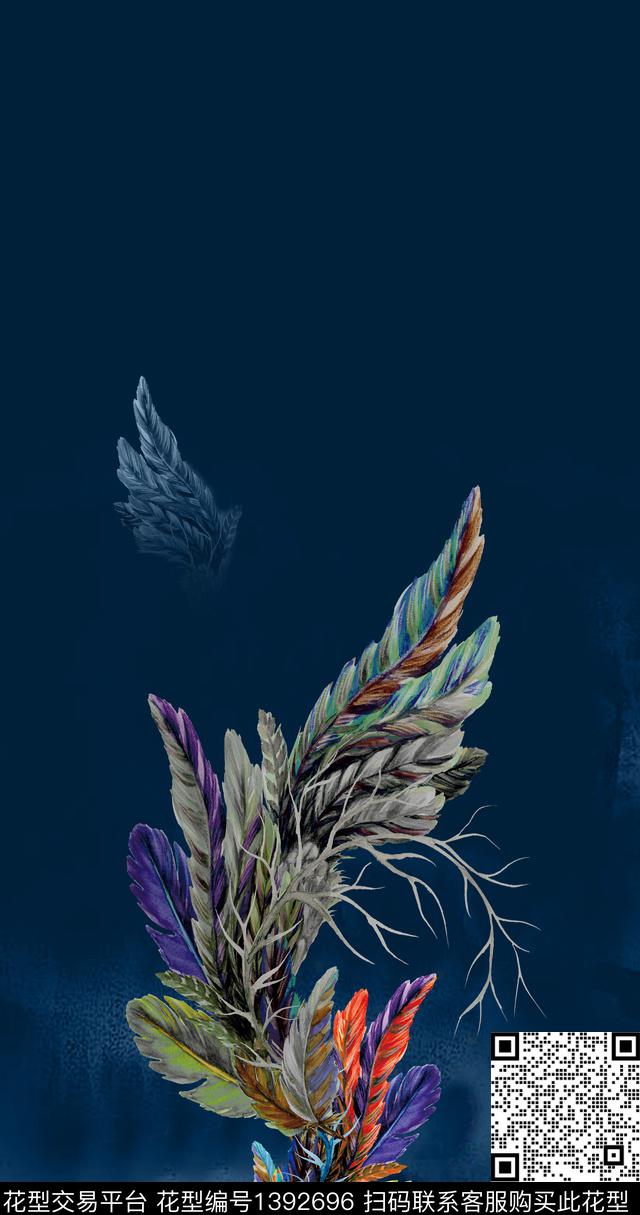 女装定位花趋势华亿平台羽毛数码印花华亿平台下载（图片编号: 1392696） - 瓦栏（Walan）