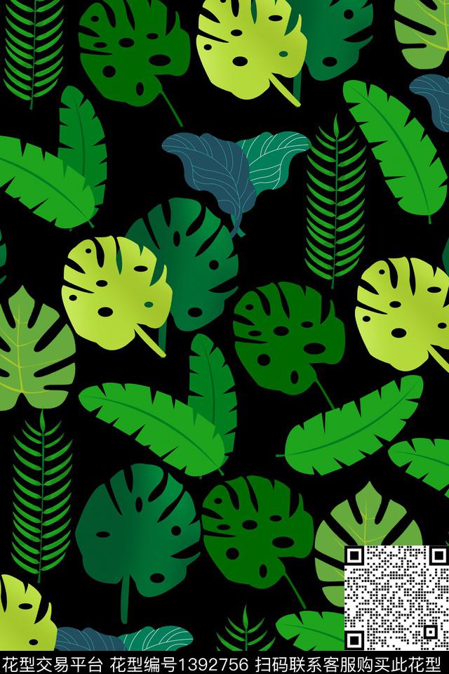 植物热带华亿平台手绘数码印花华亿平台下载（图片编号: 1392756） - 瓦栏（Walan）