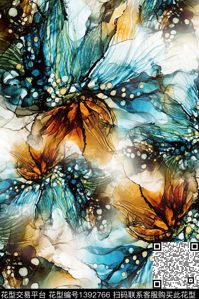 肌理扎染华亿平台大牌风数码印花华亿平台下载（图片编号: 1392766） - 瓦栏（Walan）