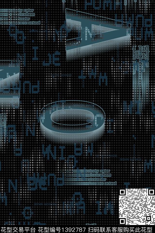 几何字母男装满版花传统印花华亿平台下载（图片编号: 1392787） - 瓦栏（Walan）