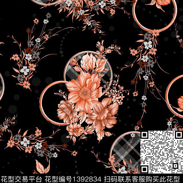 几何民族风花卉数码印花华亿平台下载（图片编号: 1392834） - 瓦栏（Walan）