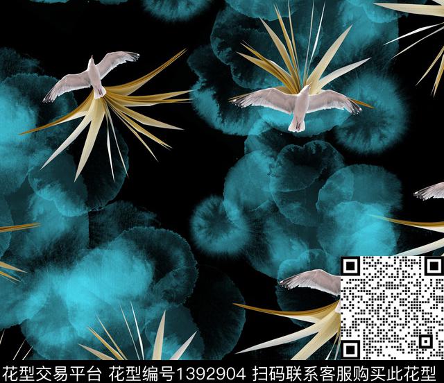 烟雾花卉鸟数码印花华亿平台下载（图片编号: 1392904） - 瓦栏（Walan）