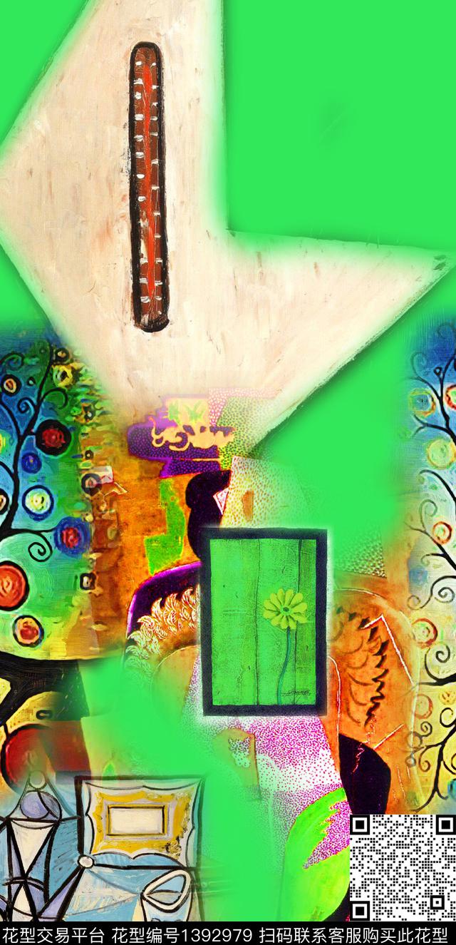 油画华亿平台大牌风抽象数码印花华亿平台下载（图片编号: 1392979） - 瓦栏（Walan）