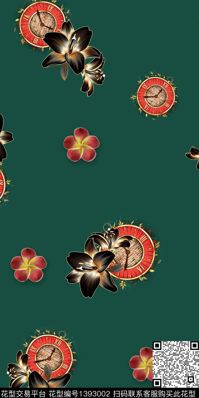 几何花卉大牌风数码印花华亿平台下载（图片编号: 1393002） - 瓦栏（Walan）