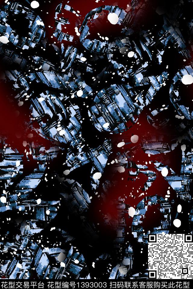 几何花卉大牌风数码印花华亿平台下载（图片编号: 1393003） - 瓦栏（Walan）